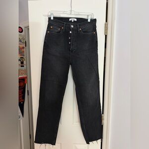 Re/Done Women’s straight leg black denim Jeans